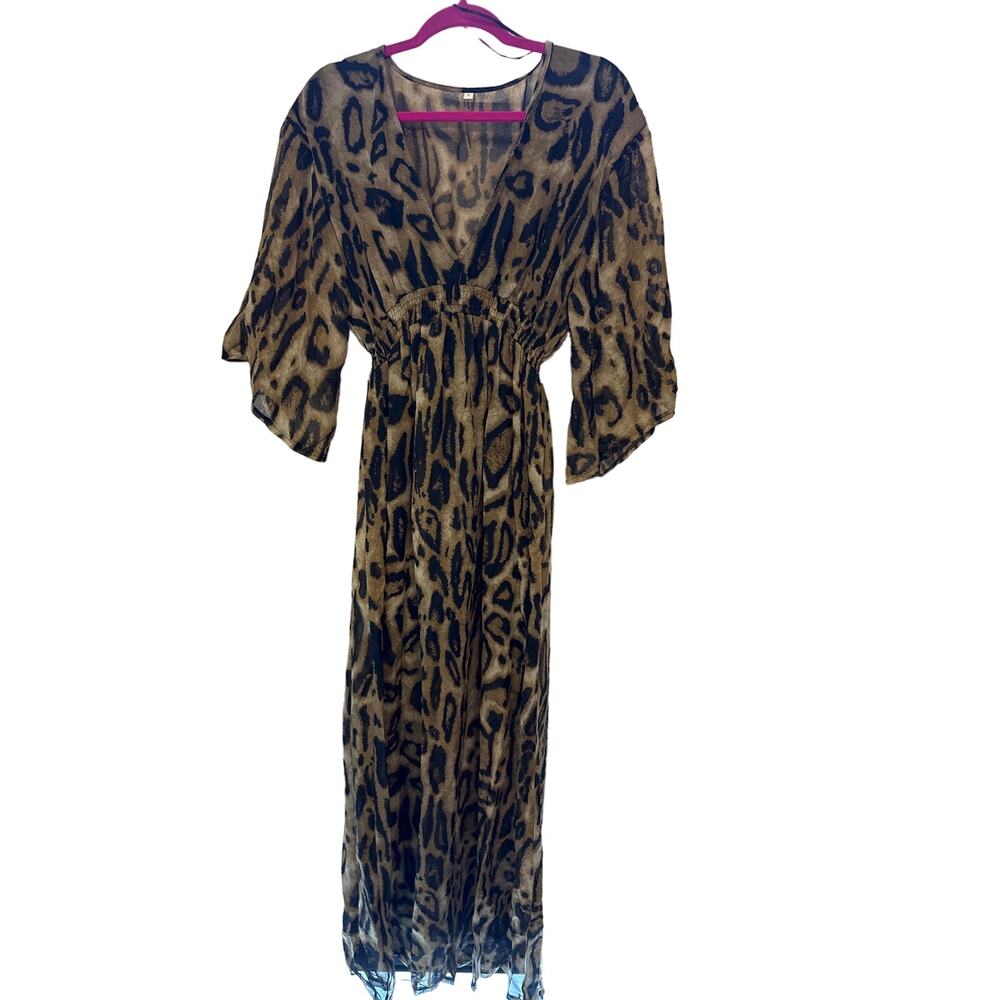 Long quarter sleeve Cheetah print dress
